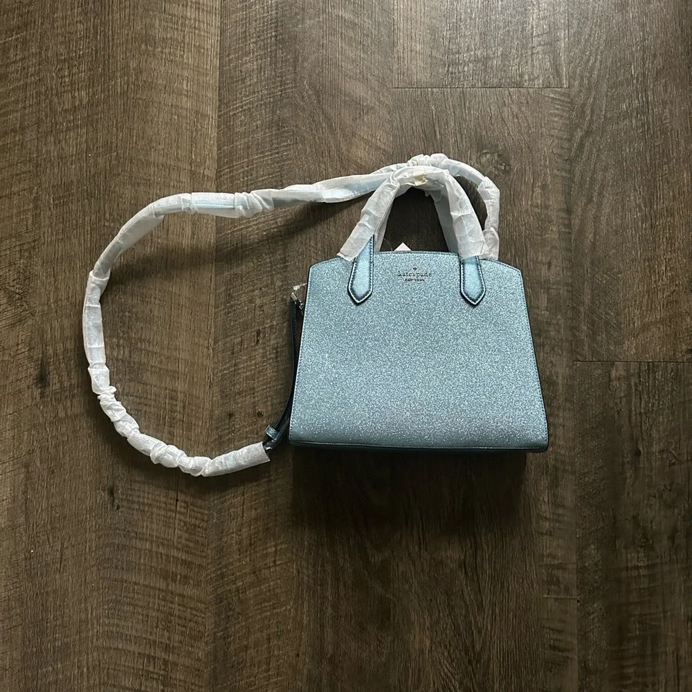 NWT Kate Spade Satchel Purse Tinsel Glitter Frosty Sky Bag